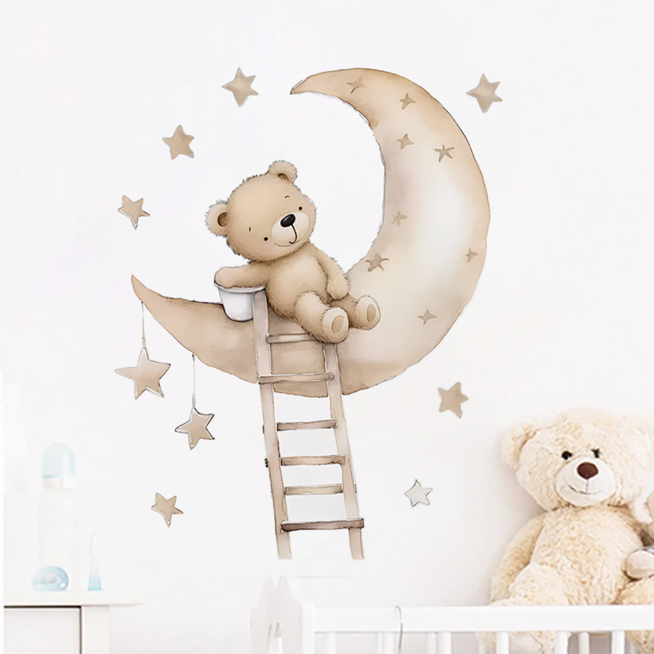 Cute Bear Star Cloud Wall Stic - Baby Girl Nursery Quotes ulasan dan harga