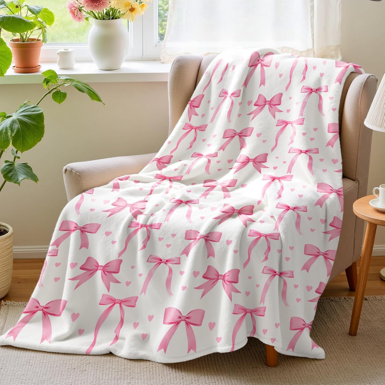 VIKAMA Pink Bow Blanket, Soft  - Baby Nursery Decor Girl ulasan dan harga