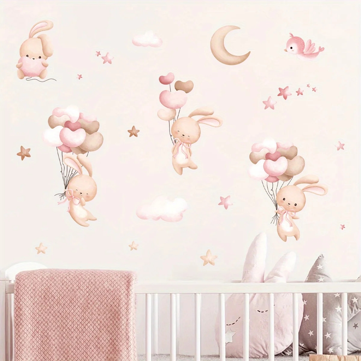 Cute Rabbit Balloon Wall Stick - Baby Girl Nursery Quotes ulasan dan harga
