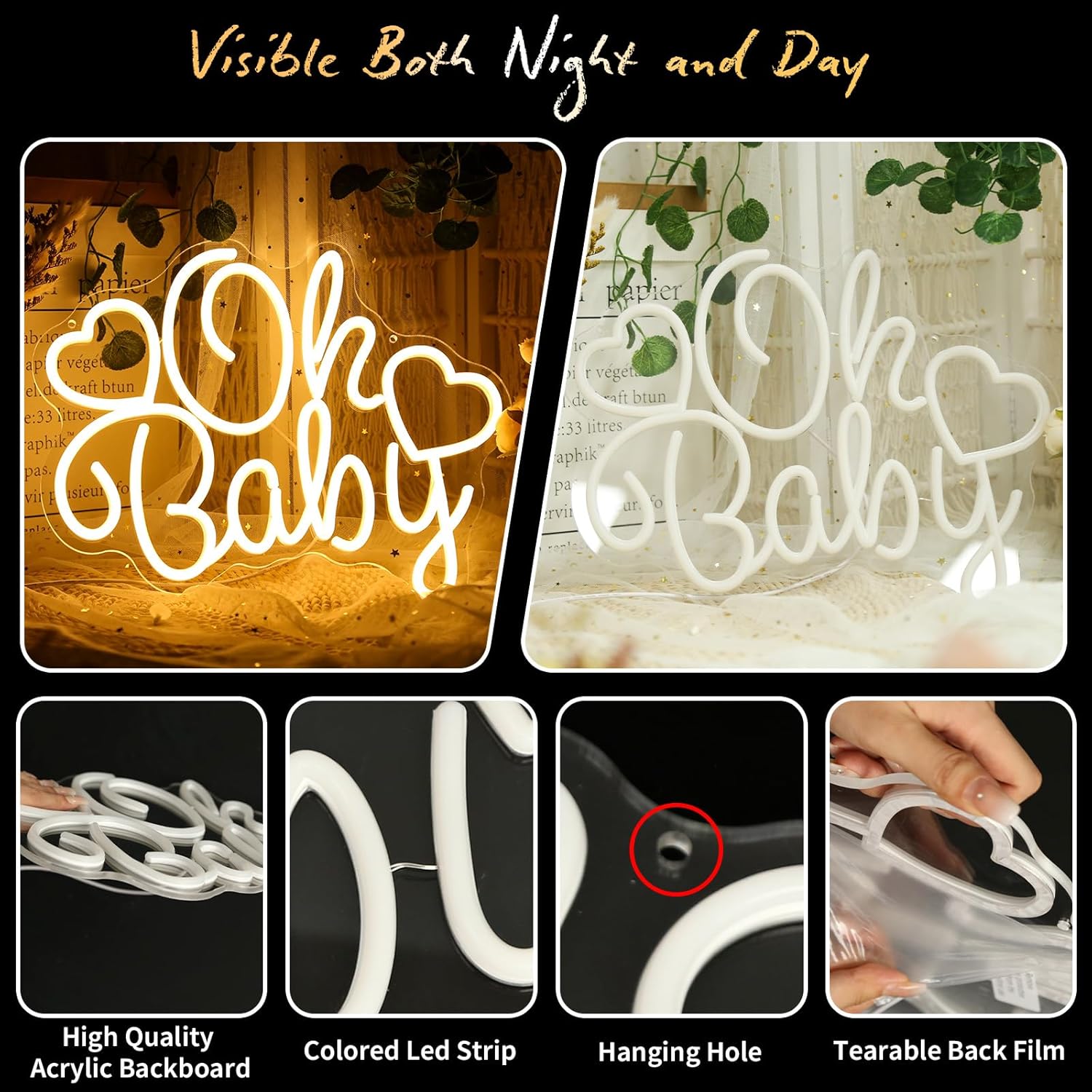 Oh Baby Neon Sign LED Marquee  - Baby Nursery Wall Lights ulasan dan harga