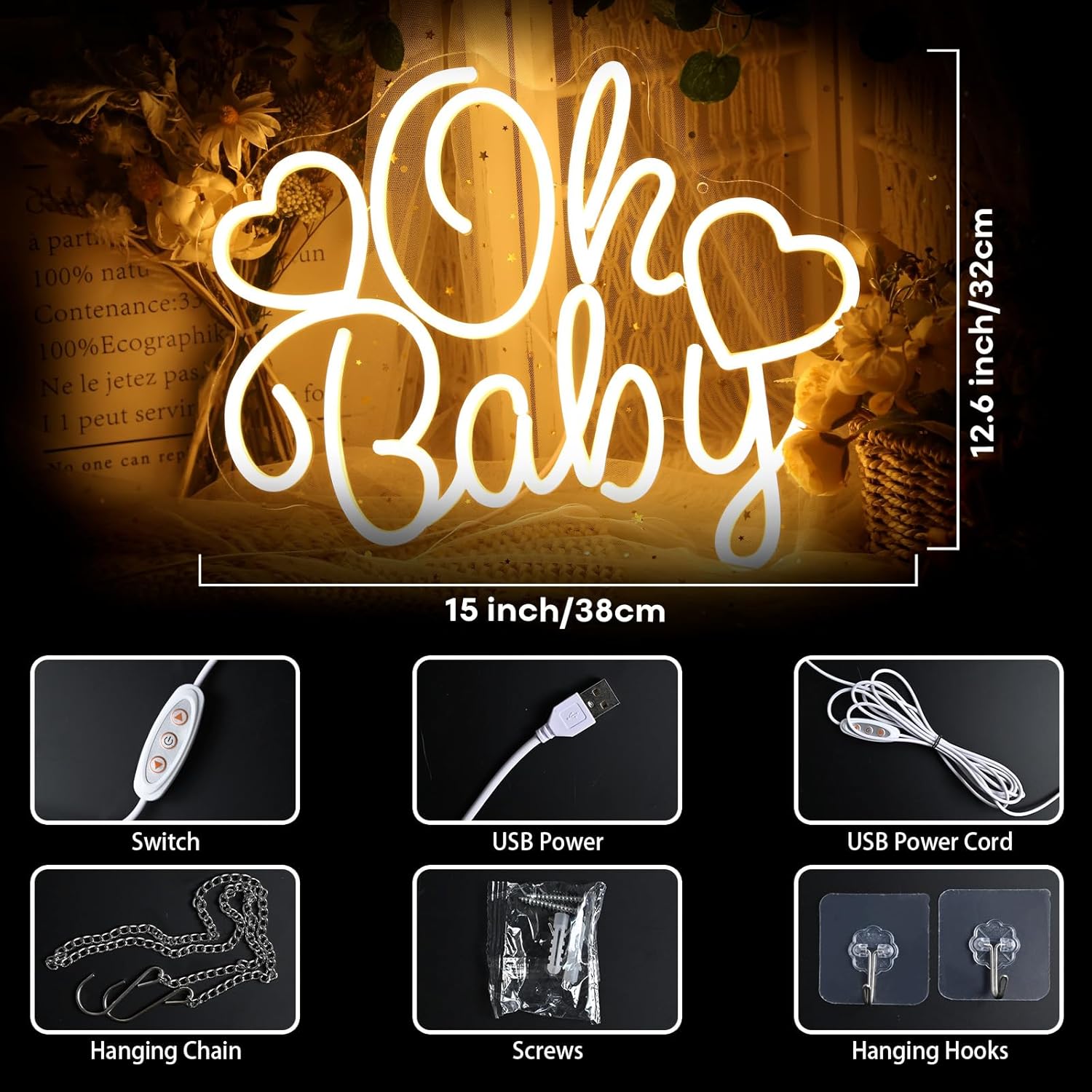 Oh Baby Neon Sign LED Marquee  - Baby Nursery Wall Lights ulasan dan harga