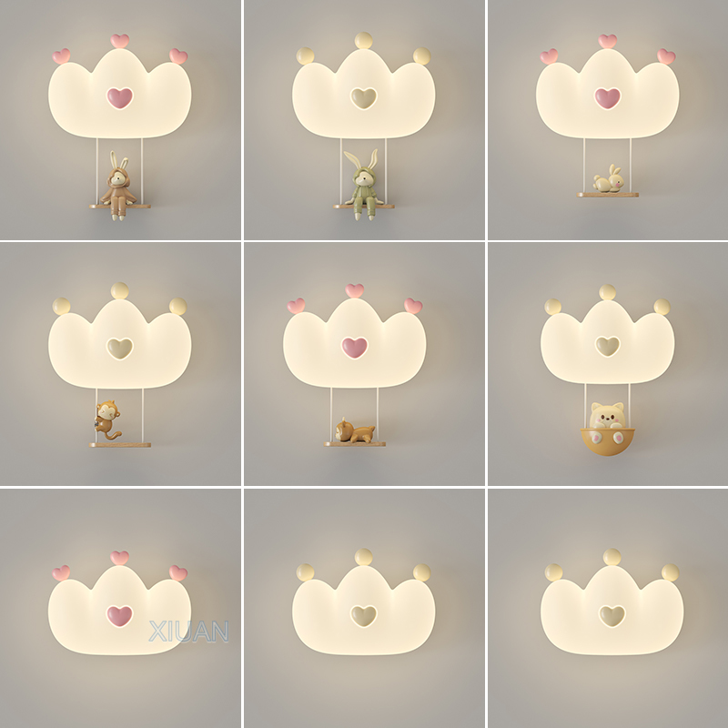 Romantic Pink Crown Wall Lamps - Baby Nursery Wall Lights ulasan dan harga