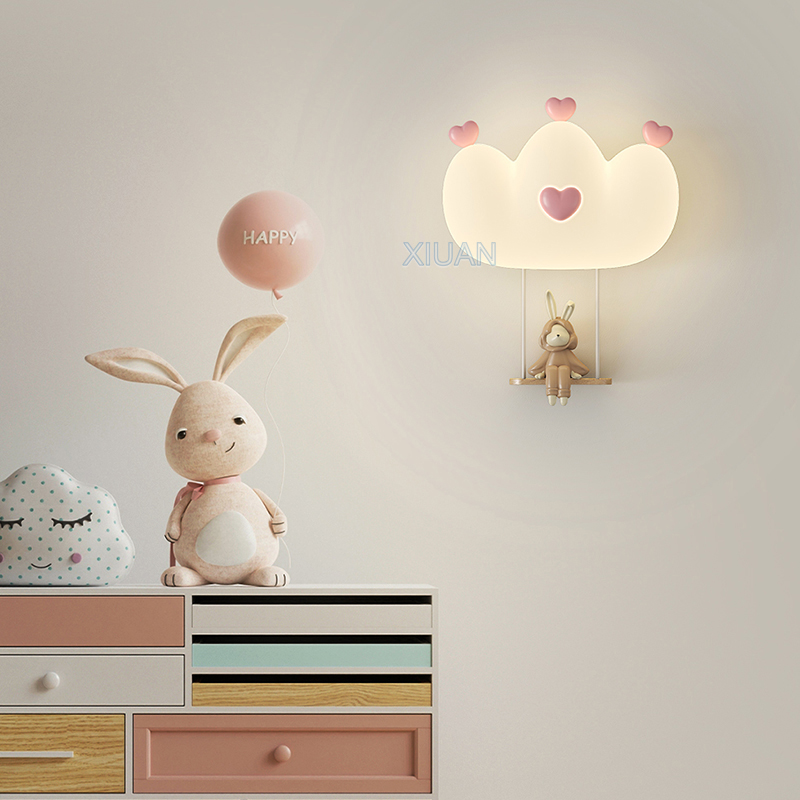 Romantic Pink Crown Wall Lamps - Baby Nursery Wall Lights ulasan dan harga