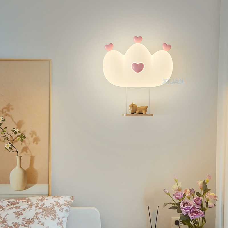 Romantic Pink Crown Wall Lamps - Baby Nursery Wall Lights ulasan dan harga