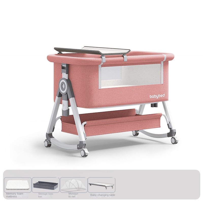 Baby Crib , Portable and Adjus - Baby Nursery Trolley ulasan dan harga