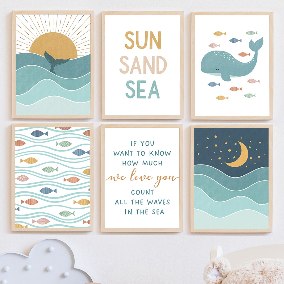 1pc frameless Fish Whale Seagu - Baby Girl Nursery Quotes ulasan dan harga