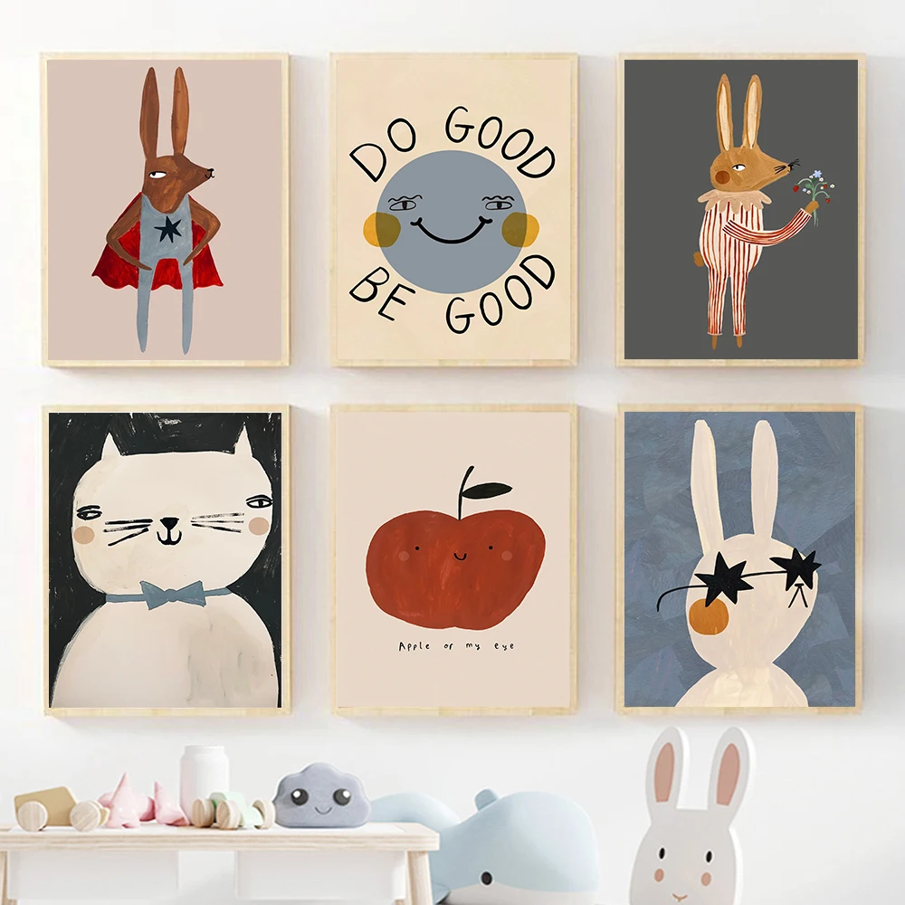 (No frame)Funny Cartoon Rabbit - Baby Nursery Frames ulasan dan harga