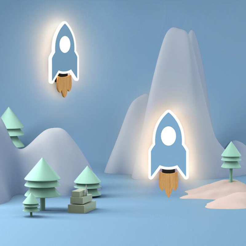 Cartoon LED Rocket Wall Lamp M - Baby Nursery Wall Lights ulasan dan harga